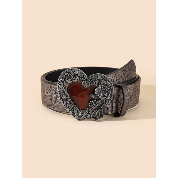 NEW SHEIN‎ Flower Detail Heart Decor Belt With Hole Punch - Picture 1 of 7